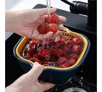 6-Pack 2-in-1 Vegetable Washing Basket Set - Kitchen Colander and Bowl for Draining and Cleaning Fruits, Vegetables, Pasta, Rice, and More- BPA-Free Plastic