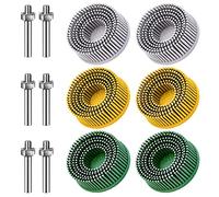 6 Pack 2 Inch Bristle Disc Grit 50# 80# 120# with 1/4" Shank Attachment Abrasive Coating Removal Disc for Metal (6, 2 inch)