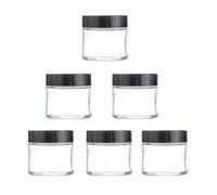 6 Pack, 2 oz 60g Clear Glass Cream Jars with Black Lids,Empty Round Refillable Cosmetic Containers Travel Jars for Cosmetics,Body Butter,Scrubs,Face Cream Lotion,Ointments,Spice