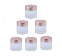 6 Pack 2 oz Frosted White Glass Jars with Pink Lids,60g Glass Cream Jars,Empty Round Cosmetic Container Jars for Cream,Sample,Lotion,Powder,Ointments,Spice,Rhinestone,Travel Storage