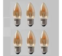 6 Pack - 2 Watt E27 ES Vintage Edison Candle LED Light Bulb 1800K T-Spiral Filament Dimmable