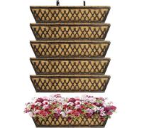 6 Pack 24 Inch Window Boxes Planters Railing Planter Box with Adjustable Brackets for Porch Fence Patio Balcony Hanging Flower Baskets with Coco Liners for Outdoor Garden Decor - Bronze