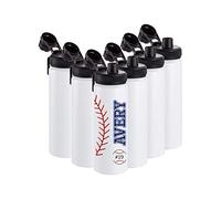 6 Pack 24oz Personalized Water Bottle Bulk, Aluminum Sublimation Water Bottle with Spout Lid & Handle for DIY Gift, White