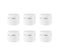 6 Pack 250ml/8.5oz Empty White Plastic Cosmetic Jars with Screw Lid and Silver Edge Refillable Makeup Cream Lip Balm Lotion Storage Container Pot