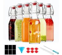 6 Pack 250ml Flip Top Glass Bottles, swing top glass bottles with airtight lids for Brewing, 2nd Fermentation and Homemade Extracts for Kombucha, Kefir, Vanilla, Juice, Tea, Beverages, Soda, Oils, Vin