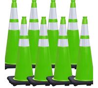 6 Pack 27 Inch Green PVC Traffic Cones with Reflective Collars.Ideal for Road Safety, Parking Lots, Driving Training and Construction Lanes (70cm/27in,8P