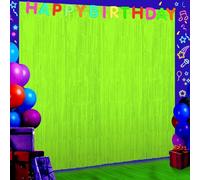 6 Pack 3.3Ft x 6.6Ft Yellow Glow in The Dark Foil Fringe Curtain Backdrop Party Supplies, Fluorescent Macaron Metallic Tinsel Foil Streamers Curtain Photo Booth for Neon Birthday Party Decorations