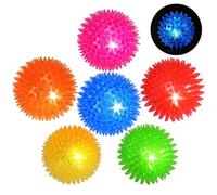 6-Pack 3.5” LED Light-Up Squeaky Dog Toy Balls ，Durable Interactive Glow Fetch Toys for Aggressive Chewers，BPA Free Non-Toxic, Spiky Puppy Chew Balls