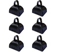 6 pack 3’’ Steel Cow Bell Noise Maker Cowbell, Cheering Loud Hand Call Bell for Sport Events Football Soccer Hockey Baseball Basketball Games Party Concert Graduations School Wedding Farm Ranch