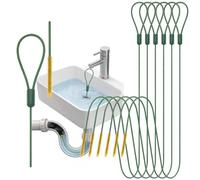 6-Pack 30 Inch Drain Snake Hair Clog Remover Tool, Green | Anti-break Steel Core with Nylon-Coated, Reusable Sink Snake Cleaner Tool for Shower, Bathroom, and Kitchen Sink Drains