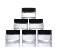 6 Pack 30ml Glass Cosmetic Jars,Empty Refillable Jars with Screw On Lids and White Liners,Cosmetic Containers Travel Cream Pots for Cosmetics,Powder,Lotion,Creams and Essential Oils