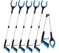 6 Pack 32 Inch Commercial Trash Grabber Tool for Elderly Assist, Foldable | Heavy Duty Grabber Reacher Tool with Ergonomic Handle & Non-Slip Grip, Multi-Use Outdoor Home Cleanup Mobility Aid Tool