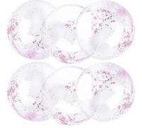 6 Pack 32 Inch Giant Inflatable Clear Beach Ball Blow up Clear Balls Beach Ball with Confetti Large Balls for Summer Beach Pool Birthday Party Favor (Color Set 2)
