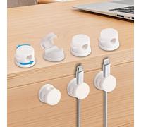 6-Pack 360° Rotatable Spring Cable Clip Organiser, Desktop White Self-Adhesive Cord Management System for Wide Cable Compatibility Modern Minimalist Design Keep Tidy Under-Desk Nightstand Office