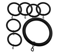 6 Pack 38mm Matt Black Metal Curtain Drapery Pole Rings with Eye, Black Metal Curtain Rod Ring Metal Curtain Ring - Suitable for Curtain Pole or Curtain Rod up to 35mm Diameter (Black)