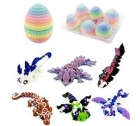 6 Pack 3D Printed Dragon Egg, Articulated Colored Dragon Toy, Unique Dragons Figurine Decor, Portable Dinosaur Figures Set for Home and Party Decor