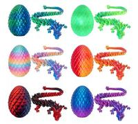 6 Pack 3d Printed Dragon,Winged Dragon Eggs With Dragon Inside, Dragon Egg Fidget Articulated Toy for Christmas Easter Birthdays and Holiday Decorations, Gifts for Kids and Adults