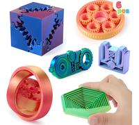 6 Pack 3D Printed Mechanical Gear Fidget Toys for Adults, Metallic Spinning Click Gear Set, Engineer STEM Desk Gadget, Stress Relief Sensory Gift