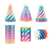 6-Pack 3D Printed Spiral Fidget Toys | PLA Stress Relief Toys for Adults & Kids | Impossible Cone & Pyramid Design (Vibrant Colors) (Colored A)