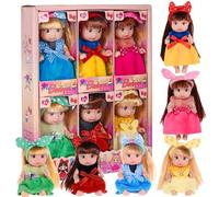6 Pack 4 Inch Mini Fashion Doll Collection - 6 Unique Stylable Hair Dolls with Rotatable Limbs & Cute Outfits | Collectible Toy Gift for Kids