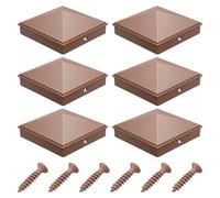 6 Pack 4x4 Fence Post Caps Brown Aluminum Pyramid Deck Covers with Screws | Waterproof Matte Powder Coated Post Caps for Outdoor Fence, Deck, Mailbox