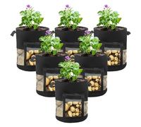 6 Pack 5 Gallon Visible Potato Grow Bags, Heavy Duty Thickened Non-woven Fabric Plant Growing Bags with Handles & Visible Flap for Potatoes, Carrots, Tomatoes and Other Vegetables