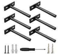 6 Pack 5-Inch Metal Steel Hidden Heavy Duty Blind Shelf Supports,125mm Solid Steel Black Floating Shelf Brackets,Invisible Wall Shelf Brackets for Mounted Concealed