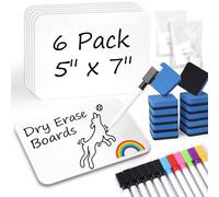 6 Pack 5” x 7” Small White Board Dry Erase Boards, Classroom Pack Mini White Boards Double Sided Portable Dry Erase Blank Board for Students Teachers School Supplies Lapboards (12.7x17.78cm)
