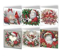 6-Pack 5D DIY Diamond Art Christmas Greeting Cards Kit,Art Crafts Kit Creative with Envelope,Creative Gift Idea, 3D Sparkle Handmade Holiday Card Making Craft for Kids & Adults