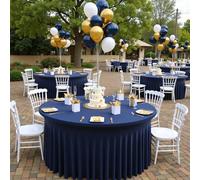 6 Pack 5FT Round Spandex Tablecloth, 60Inch Navy Blue Stretchable Table Cloth, Wrinkle Free 120Inch Navy Blue Table Cloth, Fitted Round Cloth for Wedding, Banquet, Birthday, Party, Restaurant