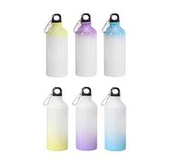 6 Pack 600ml/20oz Sublimation Blank Colorful Aluminium Water Bottle with Carabiner Blank White Sublimation Heat Press Transfer Aluminum Sports Bottle for Bicycle Travel