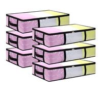 6 Pack 60L Under Bed Storage Bags, Clear Underbed Storage Bag with Lid Clothes Storage Bedroom Storage Under Bed Storage Organizer PP Fabric for Quilt, Blanket, Clothing, Shoes