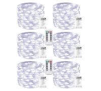 6 Pack 60LED Christmas Battery Operated Fairy Lights with Remote, 8 Modes String Lights with Timer, Dimmable, Memory Function, Waterproof Twinkle Lights for Outdoor Indoor Christmas Decor(Cool White)