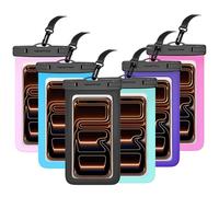 6 Pack 8.5" Waterproof Cell Phone Pouch - Underwater Dry Bag Case Lanyard - Water Proof Clear Holder Protector for iPhone 17 16 15 Pro Max Air Plus Samsung Galaxy S25 S24 Ultra Note for Beach Swimming