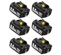 6 Pack 8000mAh 18V Replacement for Makita Battery Compatible with Makita 18V Battery Safe and Long-Lasting BL1860B BL1830B BL1840B BL1850B BL1815 BL1820 BL1825