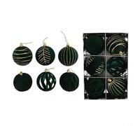 6 Pack 8cm Flocking Christmas Ball Ornaments Material in White Green Red for Christmas Tree Decoration Holiday Wedding Bridal Shower or Home Garden Creating a Festive Atmosphere(Green)