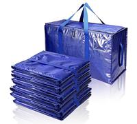 6 Pack 90L Extra Large Storage Bags with Zips, Heavy Duty Moving Bags for Clothes, Bedding & Duvets, Reinforced Handles, Durable Reusable Laundry Bags Alternative