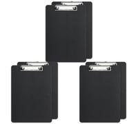 6 Pack A4 Black Rigid Plastic Clipboards, Rigid Plastic A4 Clipboard with Sturdy Clip for Office, School, and Document Organization