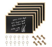 6 Pack A4 Chalk Board, 20x30cm Chalkboard Hanging Blackboard Small Chalk Board with One Hemp Rope and Two Sheep's Horn Hooks for Wedding Birthday Bar Buffet Party