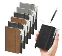 6 Pack A7 Pocket Notebooks, Imitation Leather Cover, Small Notebooks Pocket Size, 200 Pages/100 Sheets, Lined Paper Notepad, Mini Notepad Set for School Office Memos Journaling Notes(Black/Brown/Gray)