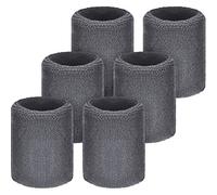 6 Pack absorbent sports wrist bands, sweat bands for football, basketball, athletics., grey