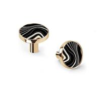 6 Pack Abstract Black and White Liquid Marble Texture Cabinet Knobs and Wall Hooks, Golden Base Solid Zinc Alloy Drawer Pulls, Modern Handle for Kitchen, Bathroom, Dresser Cabinet Hardware