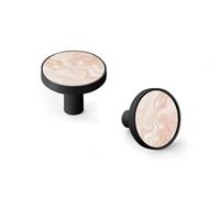 6 Pack Abstract Blush Liquid Marble Or Watercolor Cabinet Knobs and Wall Hooks, Black Base Solid Zinc Alloy Drawer Pulls, Modern Handle for Kitchen, Bathroom, Dresser Cabinet Hardware