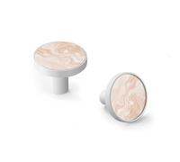 6 Pack Abstract Blush Liquid Marble Or Watercolor Cabinet Knobs and Wall Hooks, White Base Solid Zinc Alloy Drawer Pulls, Modern Handle for Kitchen, Bathroom, Dresser Cabinet Hardware