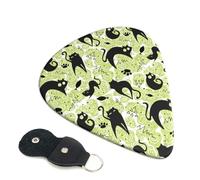 6 Pack Abstract Cute Cat Green Guitar Picks - 0.46 0.71 0.93 mm Includes Cool Guitar Picks Thin Medium Heavy Thickness, Electric Guitar Picks for Acoustic Guitar Bass Ukulele