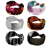 6 Pack Abstract floral palm leaves (3) Wide Headbands for Women