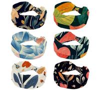 6 Pack abstract leaf illustration (3) Headbands for Women Fashion Wide Hairband Yoga Workout Head Band Hair Accessories Band