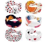 6 Pack_Abstract patterns with hearts pattern (3) Headbands for Women, Absorbed Sport Knotted Headband for Daily Life Yoga Workout