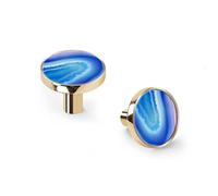 6 Pack Abstract Purple and Blue Agate Cabinet Knobs and Wall Hooks, Golden Base Solid Zinc Alloy Drawer Pulls, Modern Handle for Kitchen, Bathroom, Dresser Cabinet Hardware