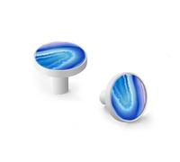 6 Pack Abstract Purple and Blue Agate Cabinet Knobs and Wall Hooks, White Base Solid Zinc Alloy Drawer Pulls, Modern Handle for Kitchen, Bathroom, Dresser Cabinet Hardware